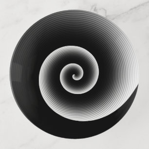 Contemporary Black & White Stylish Artistic Twirl Trinket Tray