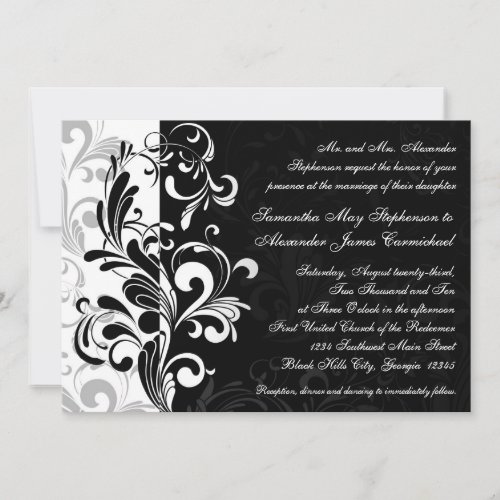 Contemporary Black/White Swirl Wedding Invitations