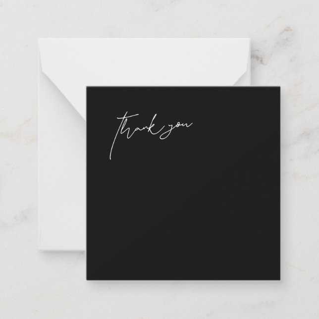 Contemporary Black & White Wedding Blank Thank You Note Card (Front)