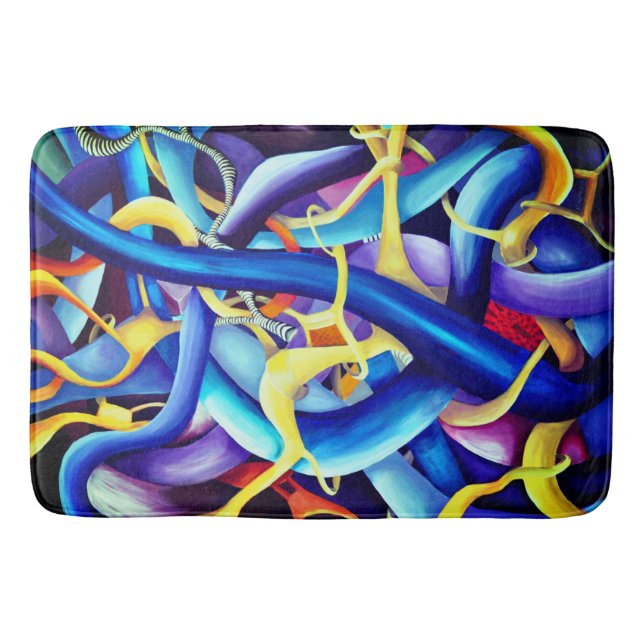 Contemporary Blue Abstract - Depth Illusion Bath Mat (Front)