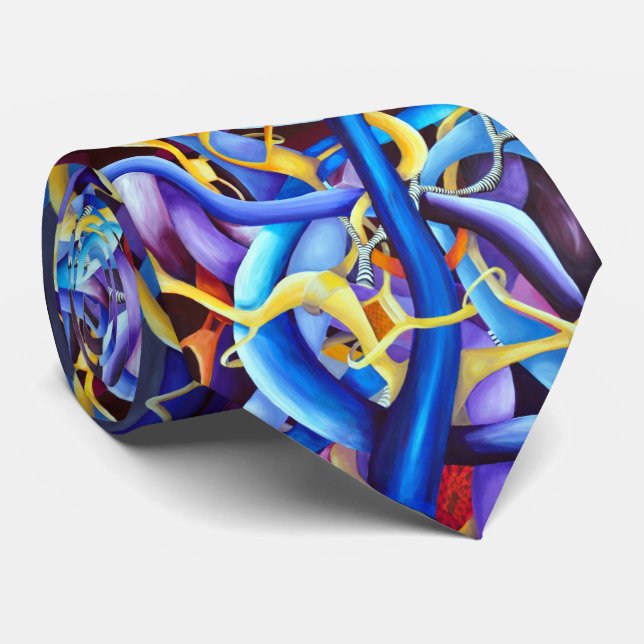 Contemporary Blue Abstract - Depth Illusion Tie (Rolled)