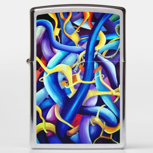 Contemporary Blue Abstract _ Depth Illusion Zippo Lighter