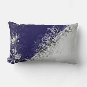 Contemporary Blue and Grey Decorative  Lumbar Pillow
