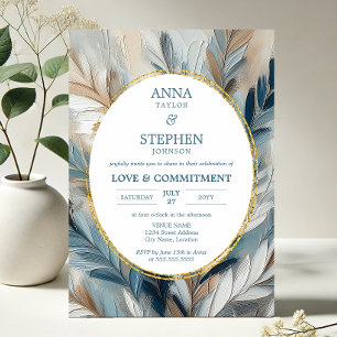 Contemporary Blue Elegance Commitment Ceremony Invitation