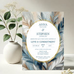 Contemporary Blue Elegance Commitment Ceremony Invitation