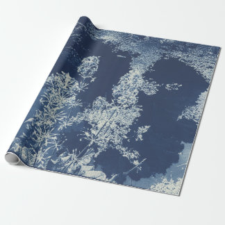 Contemporary Blue Floral Cyanotype Photography Wrapping Paper