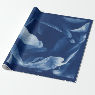 Contemporary Blue Floral Cyanotype Photography Wrapping Paper
