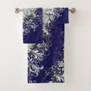  Contemporary Blue Grey Towel Set