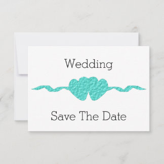 Contemporary Blue Hearts Wedding Save The Date Invitation