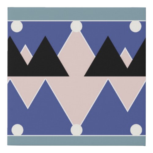 Contemporary Blue Pink Black  Teal Geometric Faux Canvas Print