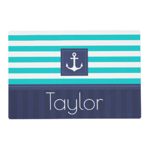 Contemporary Blue Stripes Nautical Design Custom Placemat