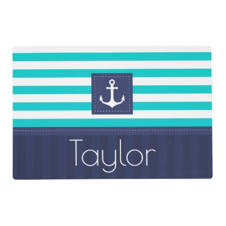 Contemporary Blue Stripes Nautical Design Custom Placemat