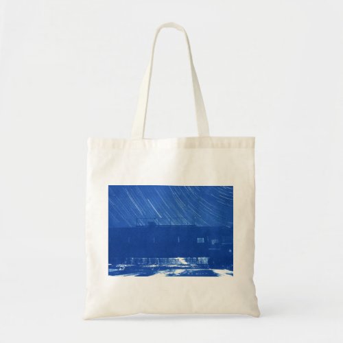 Contemporary Blue Train Stars Photography Art Tote Bag