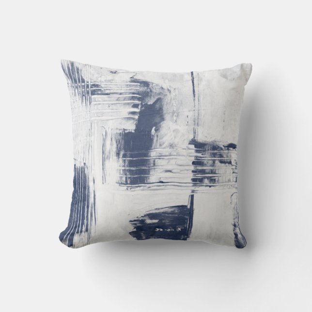 Contemporary Blue/White Abstract Decor Pillow (Front)