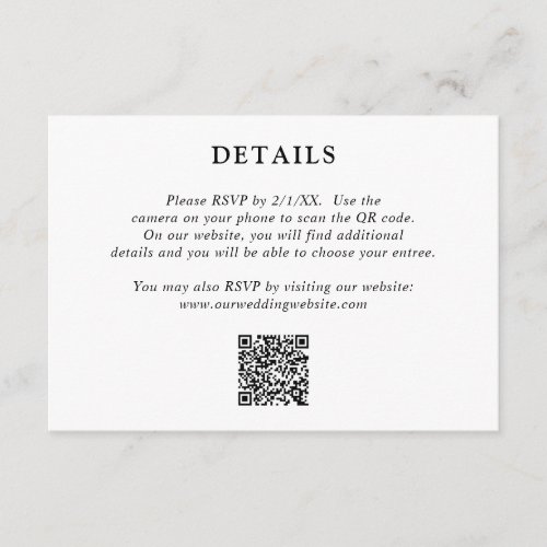 Contemporary Bold Monogram QR Code Modern Wedding Enclosure Card