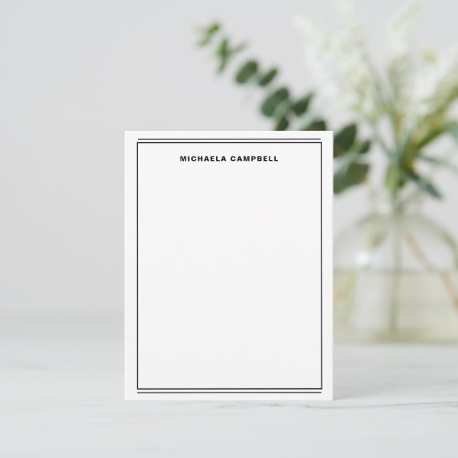 Contemporary Bold Two Border Professional Personal Note Card (Standing Front)