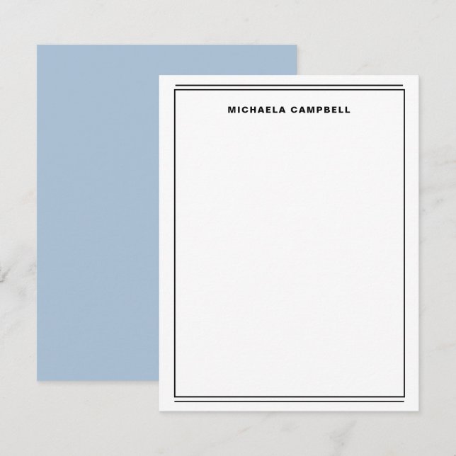 Contemporary Bold Two Border Professional Personal Note Card (Front/Back)