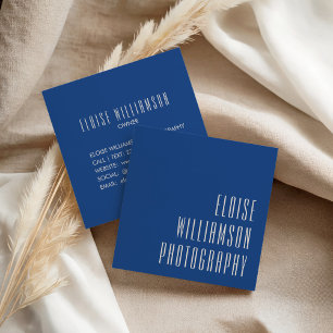 Contemporary Bold Vibrant Cobalt Typography  Square Business Card