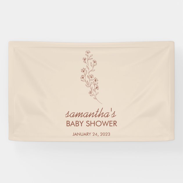 Contemporary Botanical Baby Shower Calligraphy Art Banner