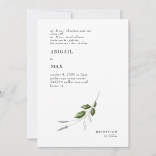 Contemporary Botanical Both Parents Wedding   Invitation