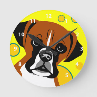 Contemporary Boxer Dog Gifts Round Clock