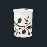 Contemporary Branch Pitcher<br><div class="desc">This beautiful design is perfect for anyone that enjoys a contemporary style and the beautiful colors and shapes of nature. This nature inspired design incorporates spring summer and fall in blended colors of greens and coppers on a white background.</div>