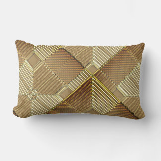 Contemporary Bronze Gold Geometrics Lumbar Pillow