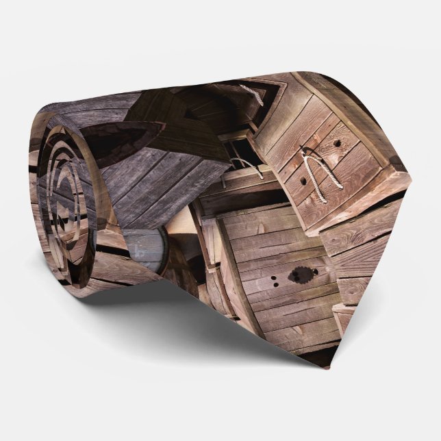 Contemporary Brown Amber  Wood Pattern Neck Tie (Rolled)