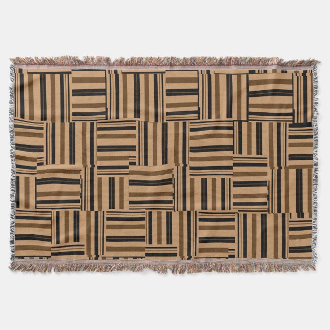 Contemporary Brown and Black Stripes Throw Blanket (Front)