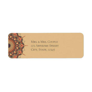 Contemporary Brown Peach Mandala Label