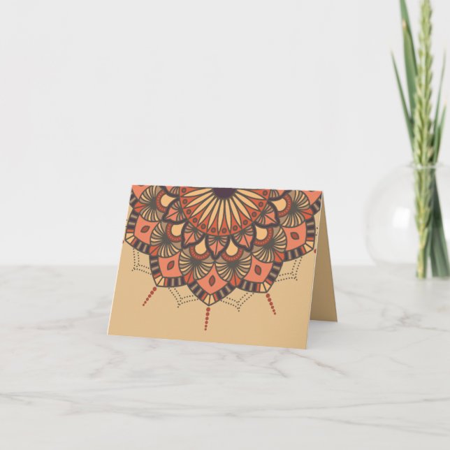 Contemporary Brown Peach Mandala Thank You (Front)