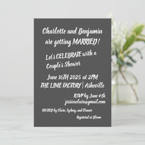 Contemporary Brush Lettering Trendy Couples Shower Invitation