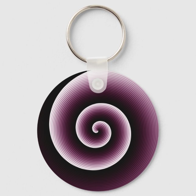 Contemporary Burgundy Red Stylish Twirl Pattern Keychain (Front)