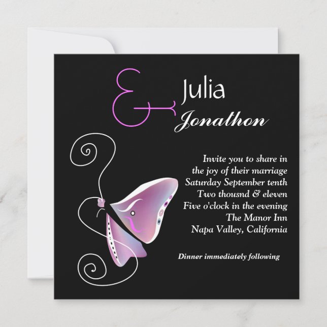 Contemporary Butterfly Wedding Invitation (Front)