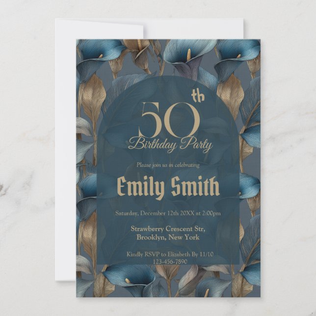 Contemporary Call Lilies Aesthetic Custom Birthday Invitation (Front)