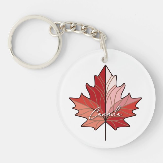 Contemporary Canadian Maple Leaf ID1071 Keychain (Front)