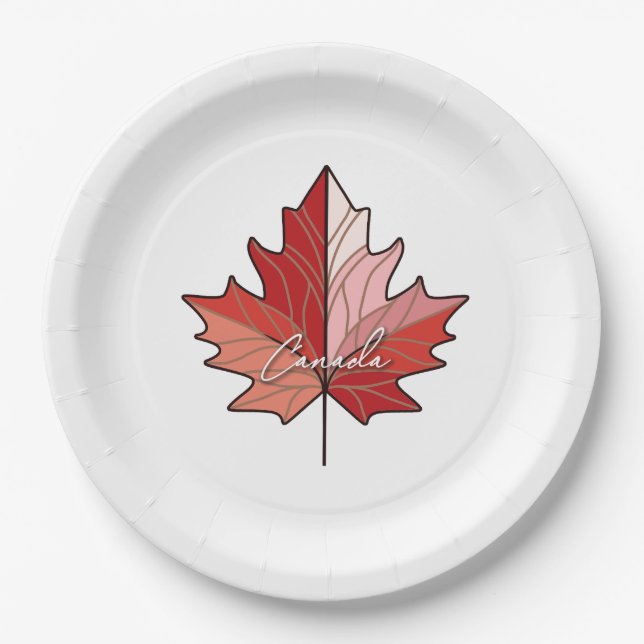 Contemporary Canadian Maple Leaf ID1071 Paper Plates (Front)