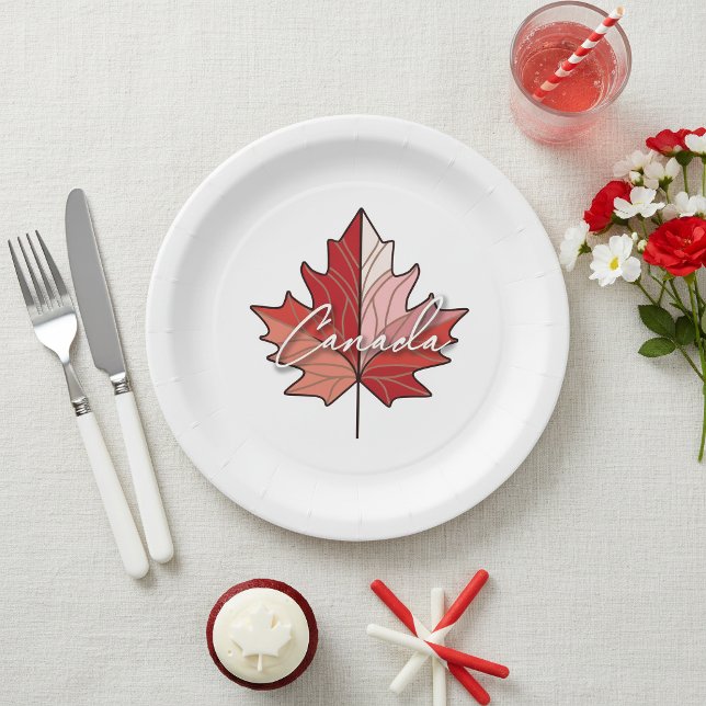 Contemporary Canadian Maple Leaf ID1071 Paper Plates (Creator Uploaded)