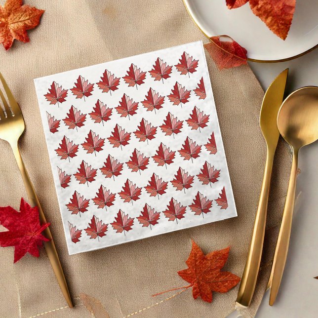 Contemporary Canadian Maple Leaf Pattern ID1071 Paper Dinner Napkins (Creator Uploaded)