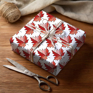 Contemporary Canadian Maple Leaf Pattern ID1071 Wrapping Paper