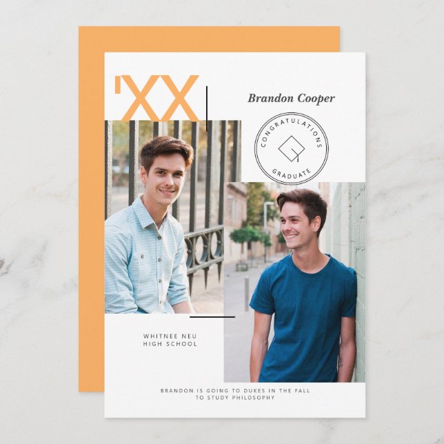 Contemporary Cap Graduation Invitation (Front/Back)