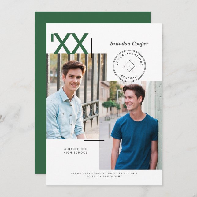 Contemporary Cap Graduation Invitation (Front/Back)