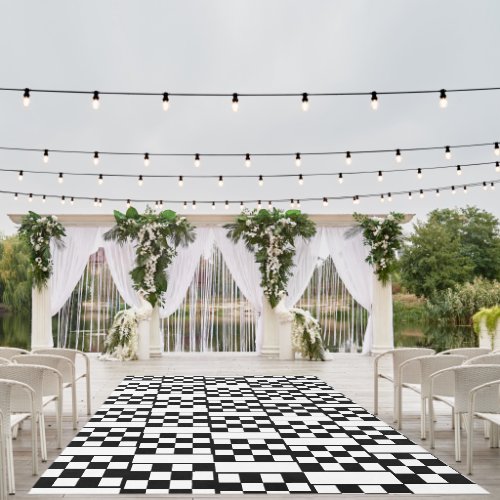 Contemporary Checkered Black and White Pattern Outdoor Rug