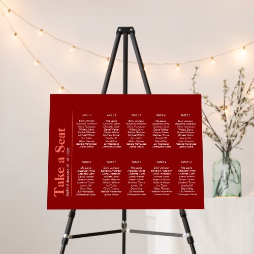 Contemporary Cherry Red Wedding Seating Charts Foam Board