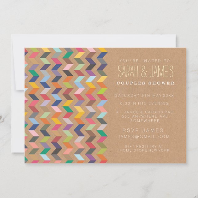 Contemporary Chevron Couples Shower Party Invite (Front)