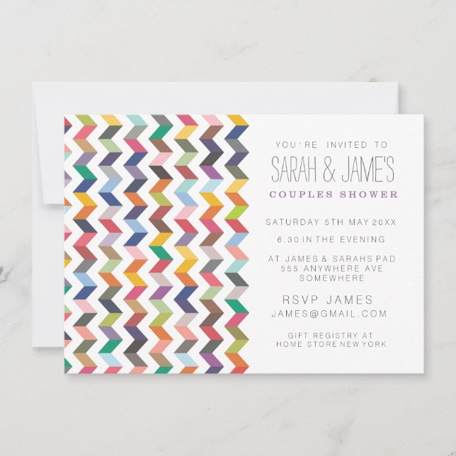 Contemporary Chevron Couples Shower Party Invite (Front)