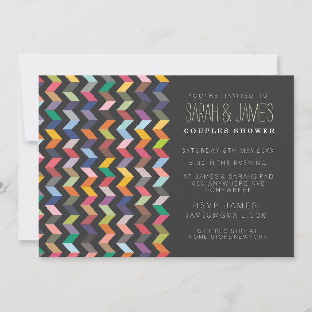 Contemporary Chevron Couples Shower Party Invite (Front)