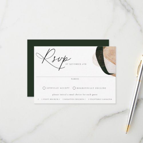Contemporary Chic Abstract Meal Choice Wedding RSVP Card