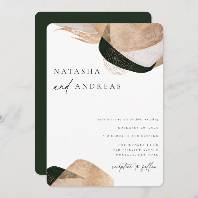 Contemporary Chic Abstract Wedding Invitation (Front/Back)