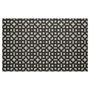 Contemporary Chic Black & Beige Geometric Pattern Fabric